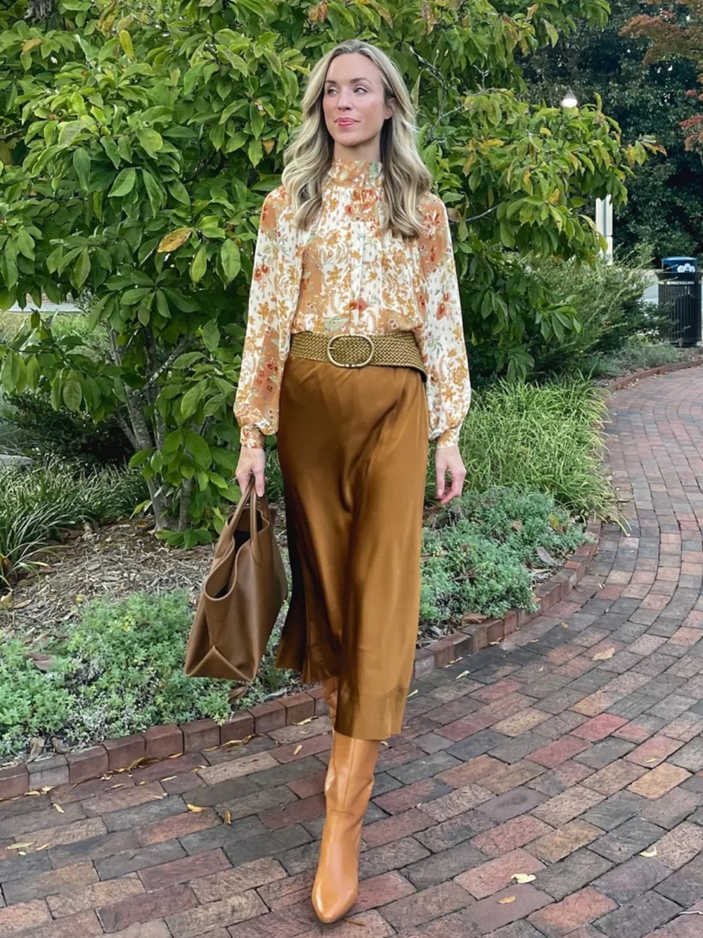 SEZANE Orange Tan Boho Floral Patchwork Flowy Chiffon Tie Back Solange Blouse - Picture 6 of 17